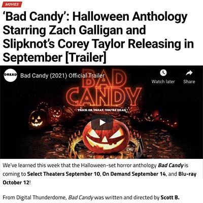 ‘Bad Candy’: Halloween Anthology Starring Zach Galligan and Slipknot’s Corey Taylor Releasing in September [Trailer]